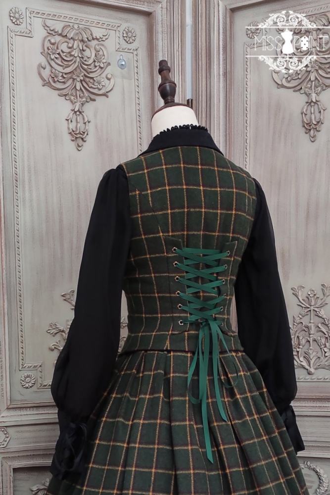 Miss Point Rose Humanoid 3.0 Gingham Vintage Lolita Vest/Skirt
