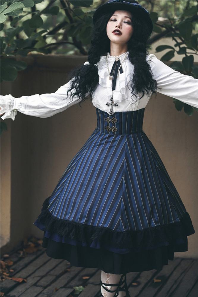 Miss Point ~The Pointe Estate Stripe High Waist Lolita Skirt