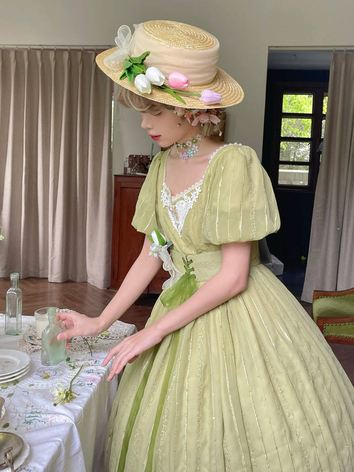 Miss Point ~Tulipa Vintage Lolita OP Short/Long Version -Pre-order