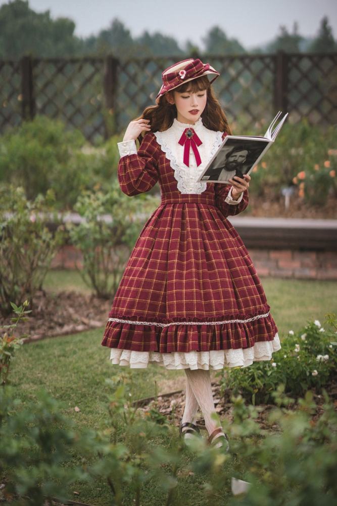 Miss Point Rose Humanoid 3.0 Gingham Vintage Lolita OP -Pre-order