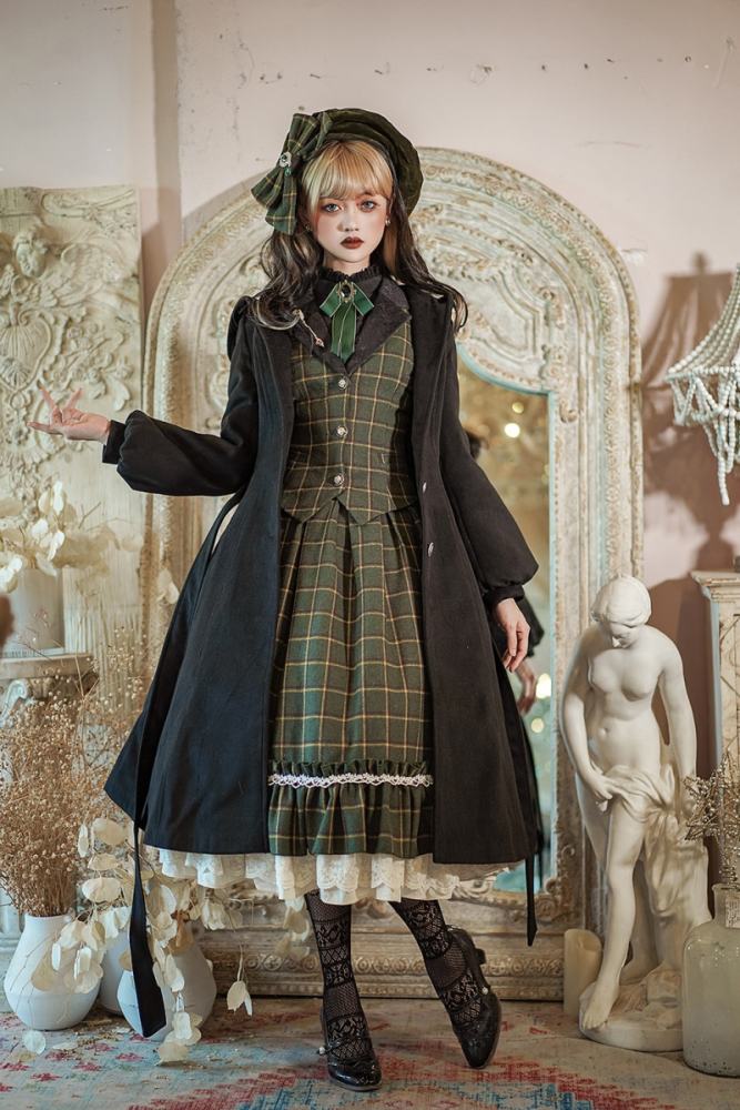Miss Point Rose Humanoid 3.0 Gingham Vintage Lolita Vest/Skirt