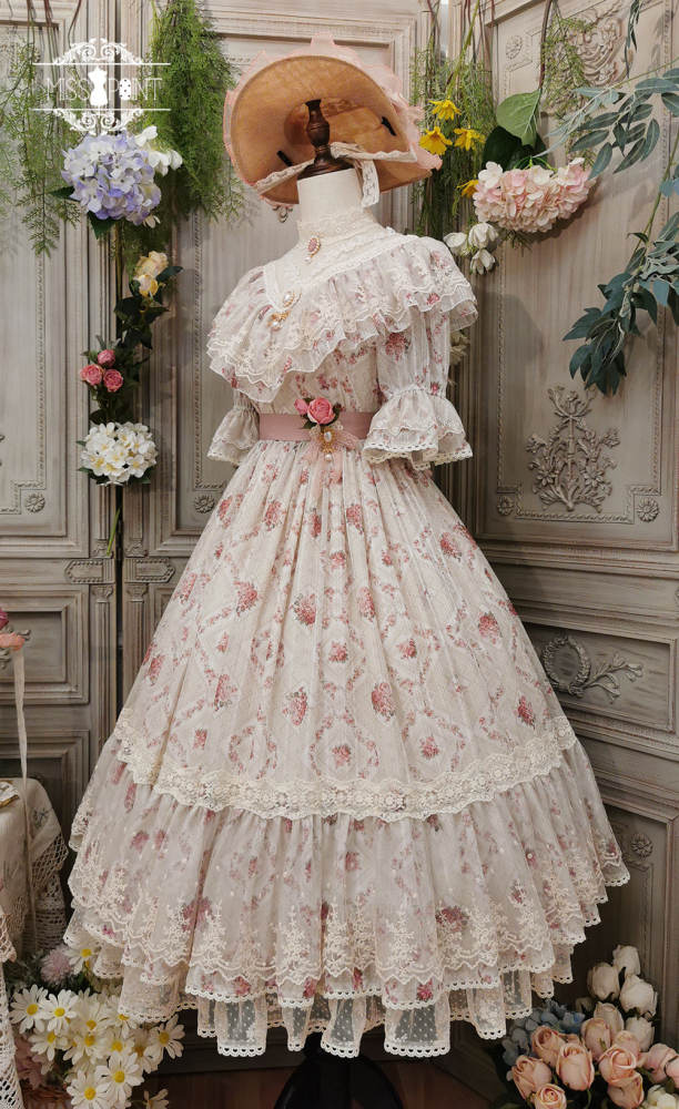 Miss Point ~The Beauty of Spring Flower Wall Lolita OP - Size 2XL In Stock