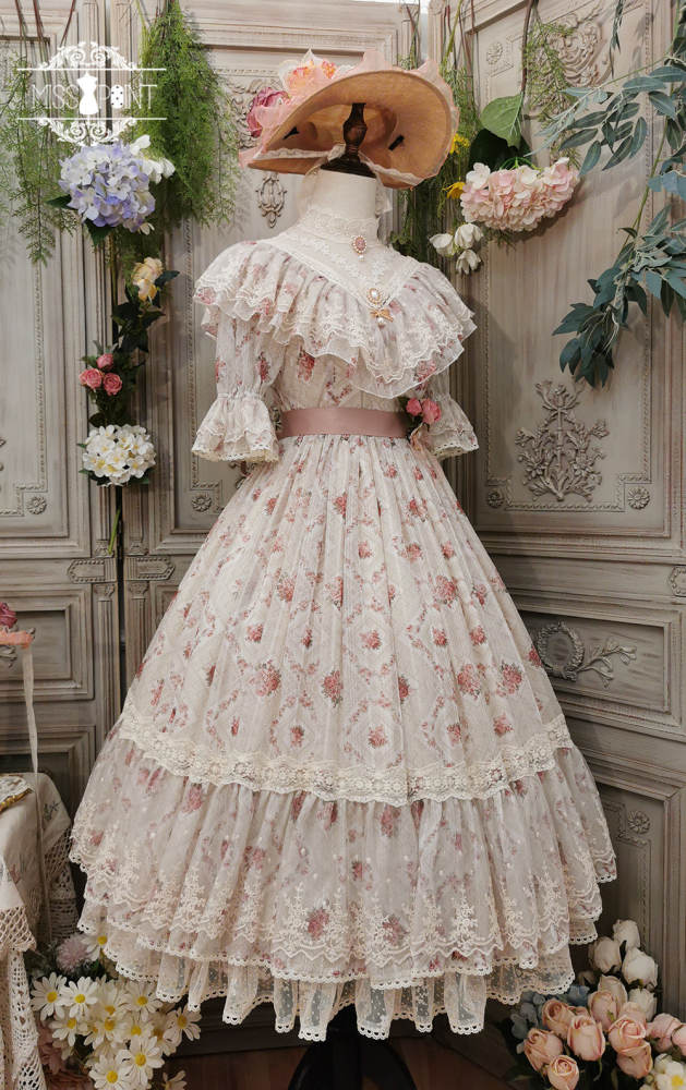 Miss Point ~The Beauty of Spring Flower Wall Lolita OP - Size 2XL In Stock