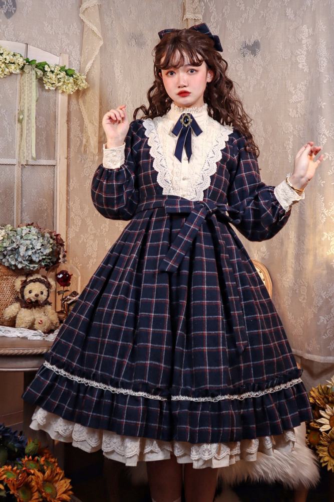 Miss Point Rose Humanoid 3.0 Gingham Vintage Lolita OP -Pre-order