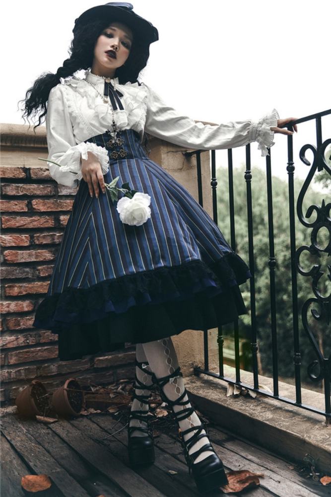 Miss Point ~The Pointe Estate Stripe High Waist Lolita Skirt