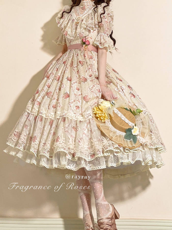 Miss Point ~The Beauty of Spring Flower Wall Lolita OP - Size 2XL In Stock