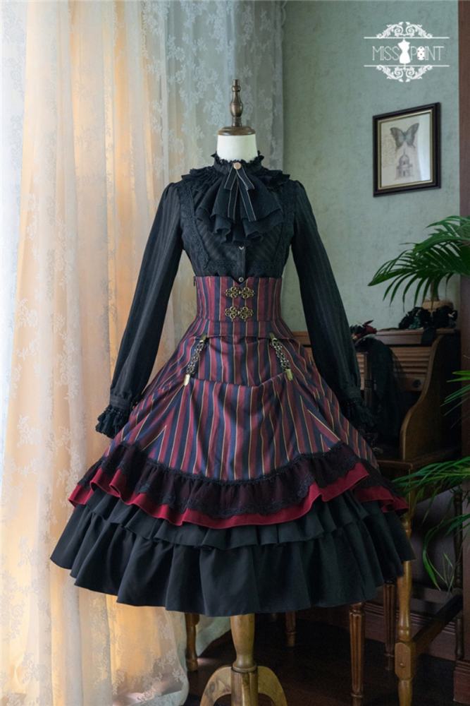 Miss Point ~The Pointe Estate Stripe High Waist Lolita Skirt