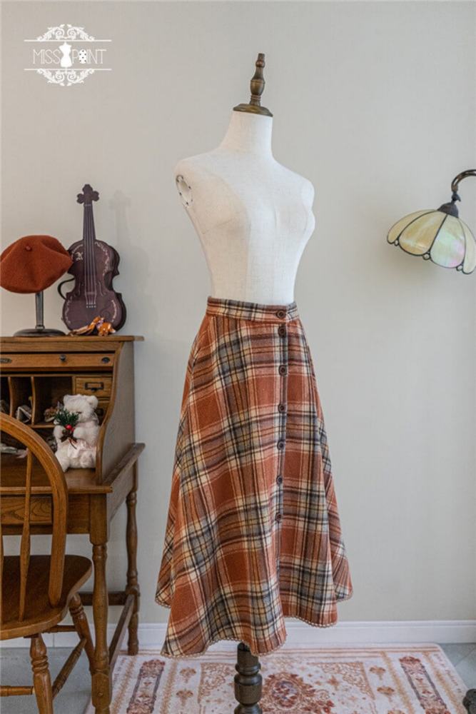 Miss Point ~Little Fox in Woods Mori Girl Elegant Plaid Skirt