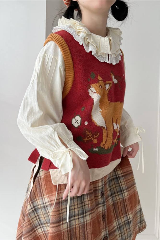 Miss Point ~Little Fox in Woods Sweater Vest