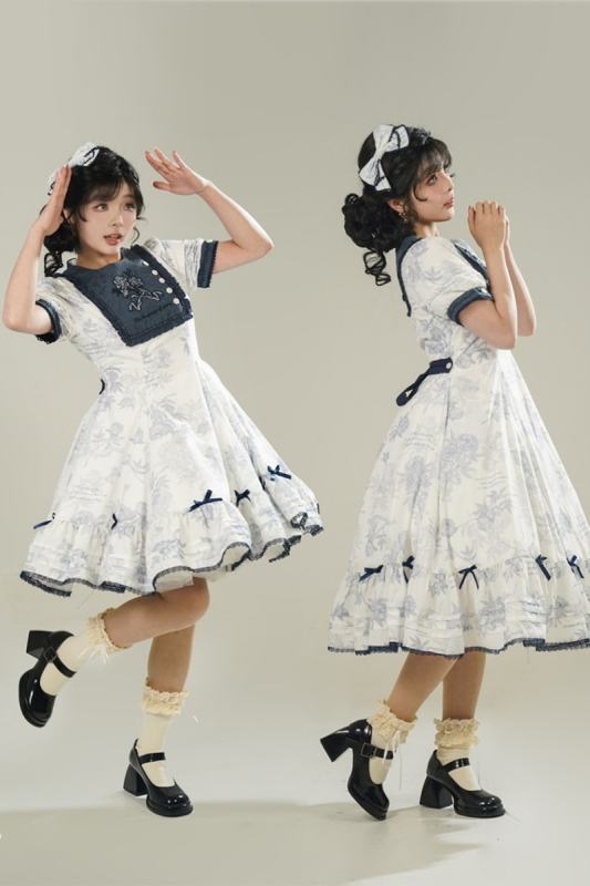 Komomo ~Peony Whisper~ Square Neck Retro Lolita OP Dress