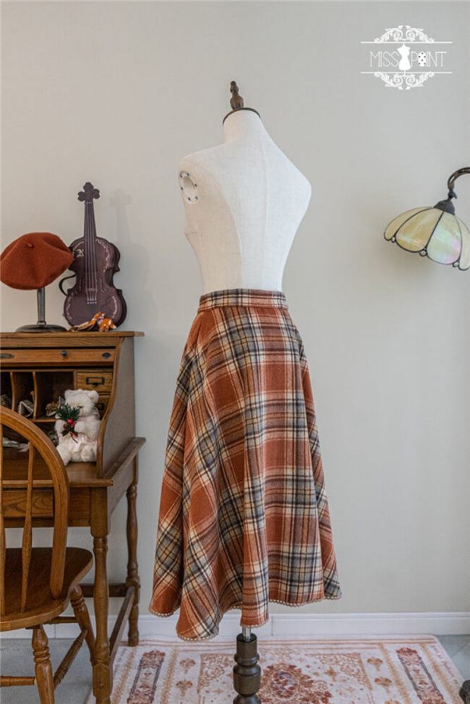 Miss Point ~Little Fox in Woods Mori Girl Elegant Plaid Skirt