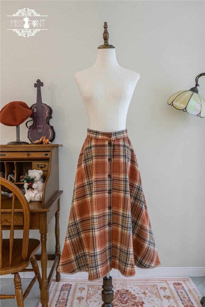 Miss Point ~Little Fox in Woods Mori Girl Elegant Plaid Skirt