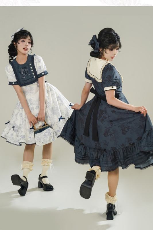 Komomo ~Peony Whisper~ Square Neck Retro Lolita OP Dress