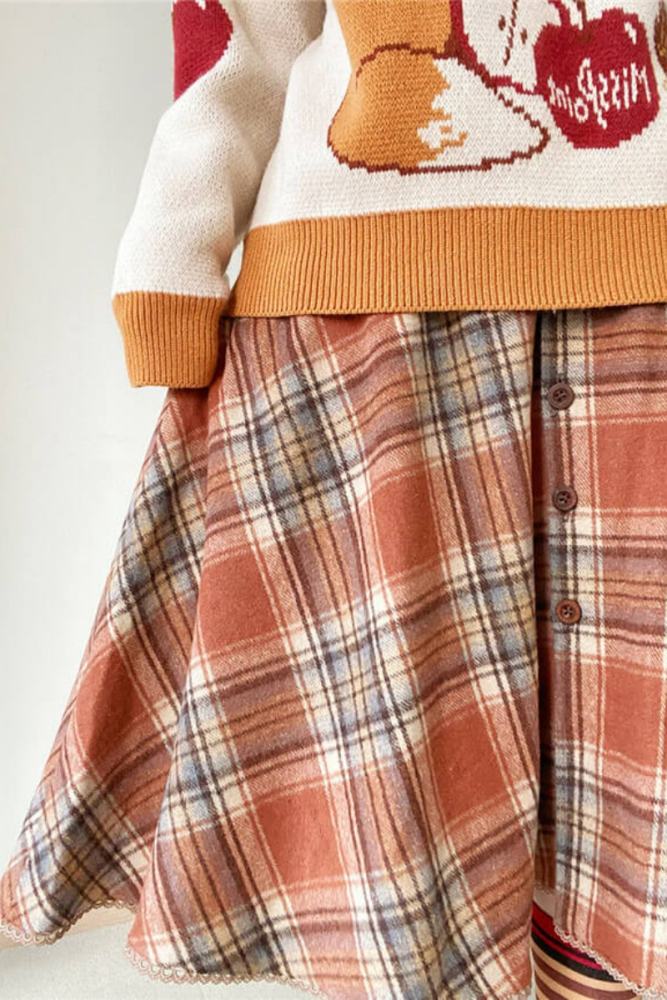 Miss Point ~Little Fox in Woods Mori Girl Elegant Plaid Skirt
