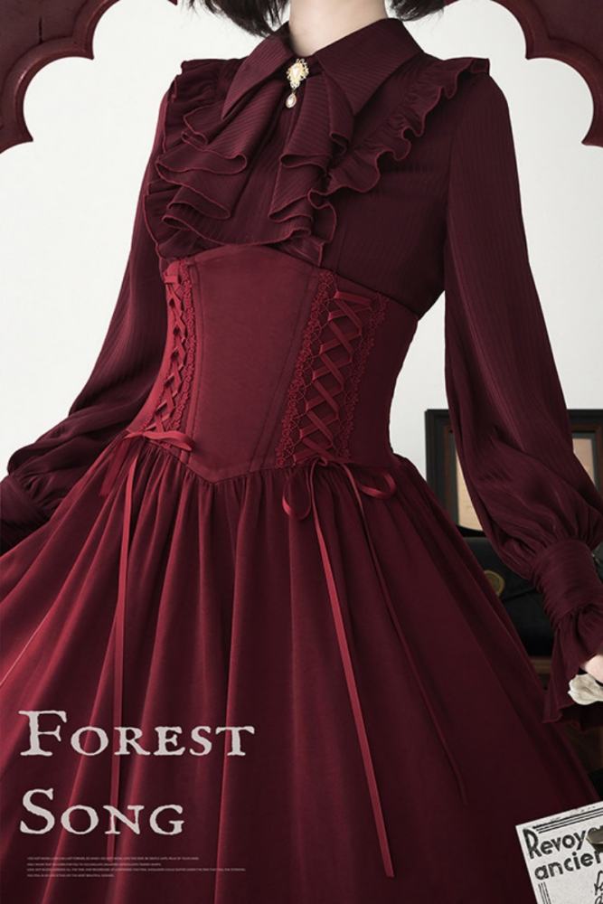 Forest Song ~Astris~ High Waist Fishbone Gothic Lolita Skirt