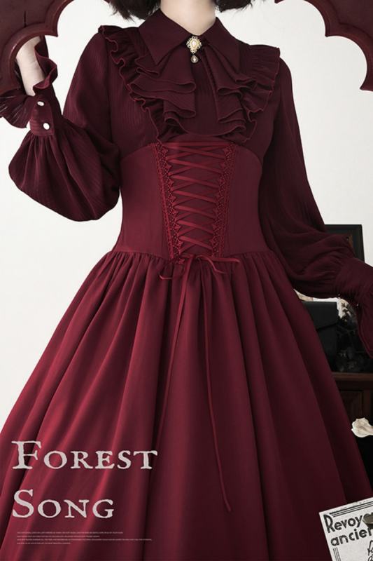 Forest Song ~Astris~ High Waist Fishbone Gothic Lolita Skirt