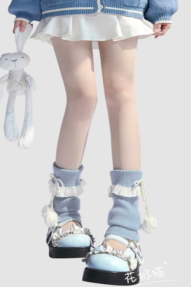 Hua Nai Cat 23cm Knitted Lacework Black Socks Covers