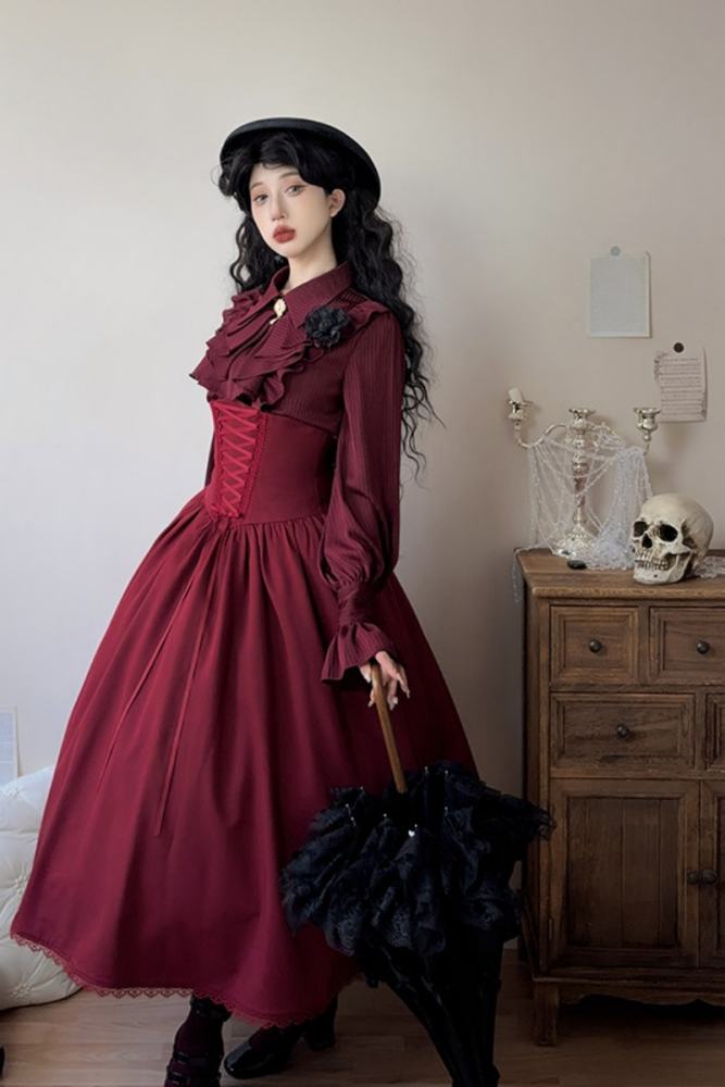 Forest Song ~Astris~ High Waist Fishbone Gothic Lolita Skirt