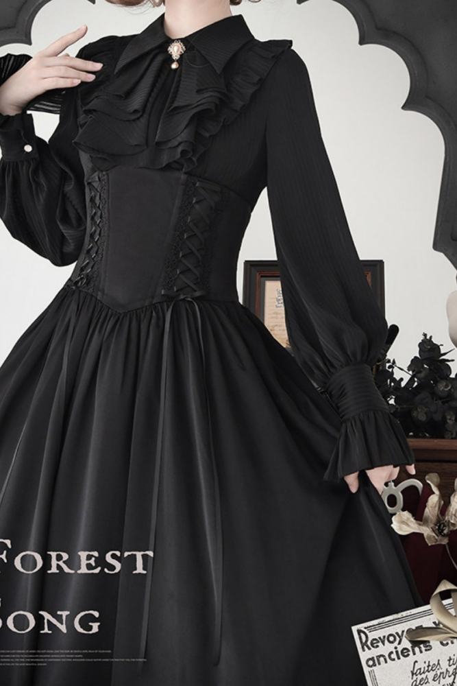 Forest Song ~Astris~ High Waist Fishbone Gothic Lolita Skirt