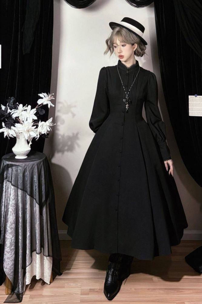 Forest Song ~Astraya~ Slimming Cut Gothic Black OP Dress
