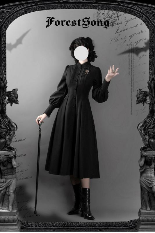 Forest Song ~Astraya~ Slimming Cut Gothic Black OP Dress