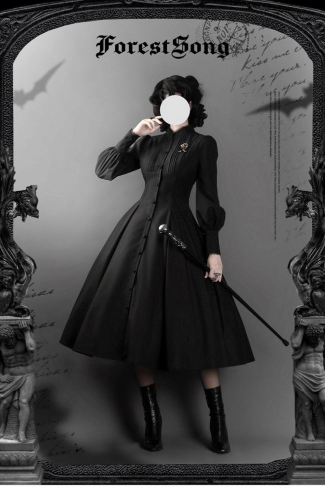 Forest Song ~Astraya~ Slimming Cut Gothic Black OP Dress