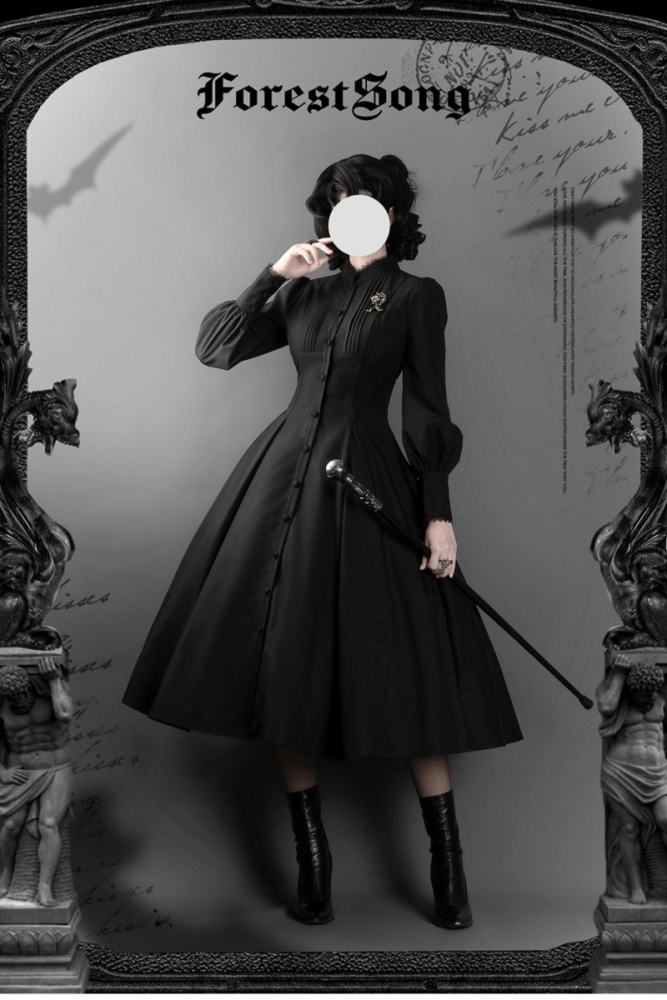 Forest Song ~Astraya~ Slimming Cut Gothic Black OP Dress