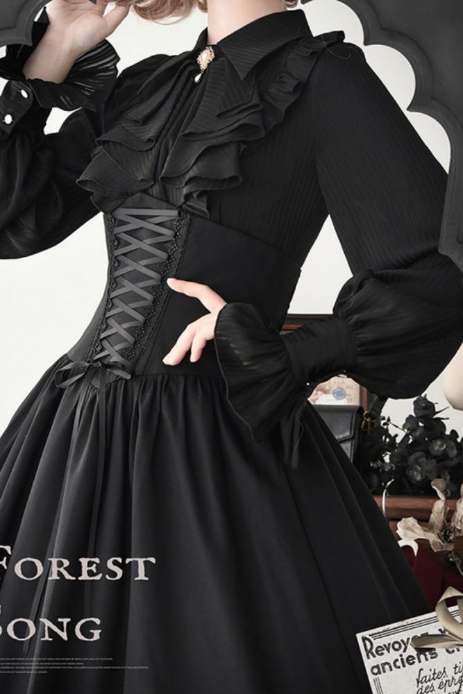 Forest Song ~Astris~ High Waist Fishbone Gothic Lolita Skirt