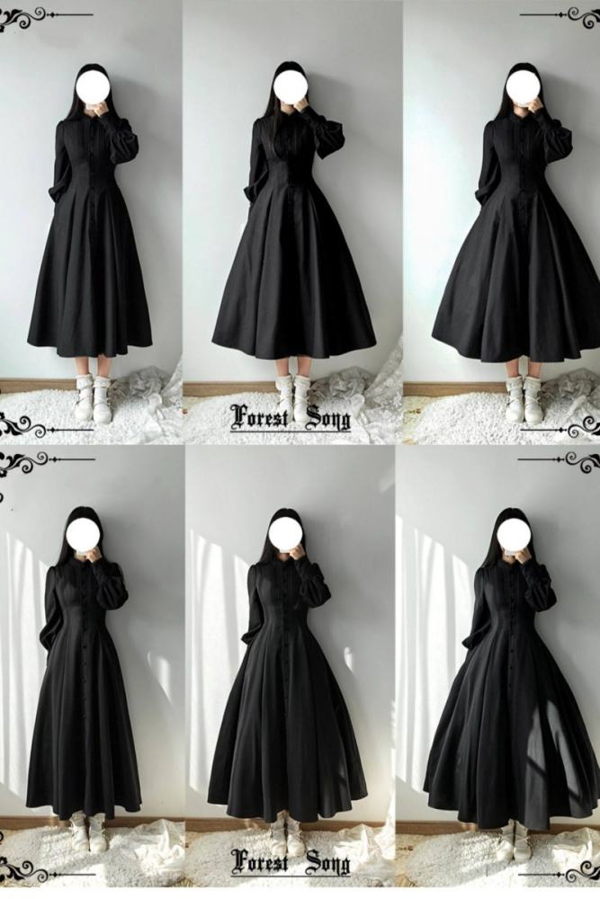 Forest Song ~Astraya~ Slimming Cut Gothic Black OP Dress