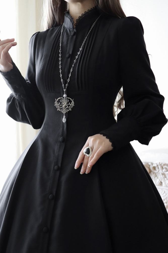 Forest Song ~Astraya~ Slimming Cut Gothic Black OP Dress