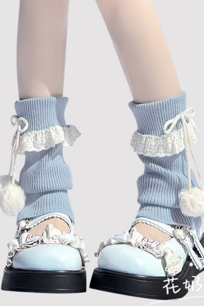 Hua Nai Cat 23cm Knitted Lacework Black Socks Covers