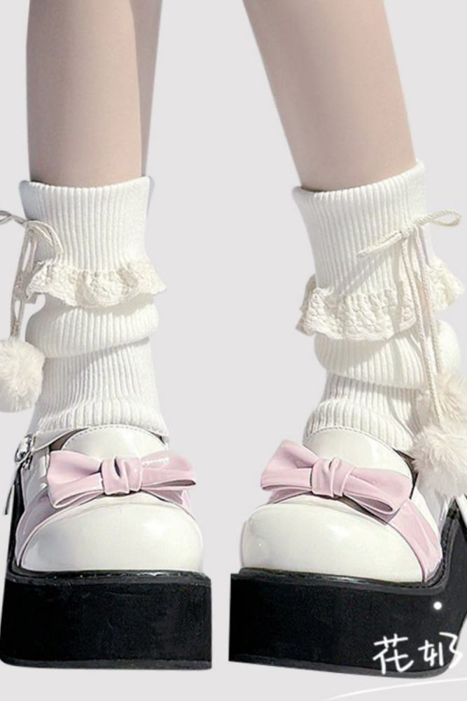 Hua Nai Cat 23cm Knitted Lacework Black Socks Covers