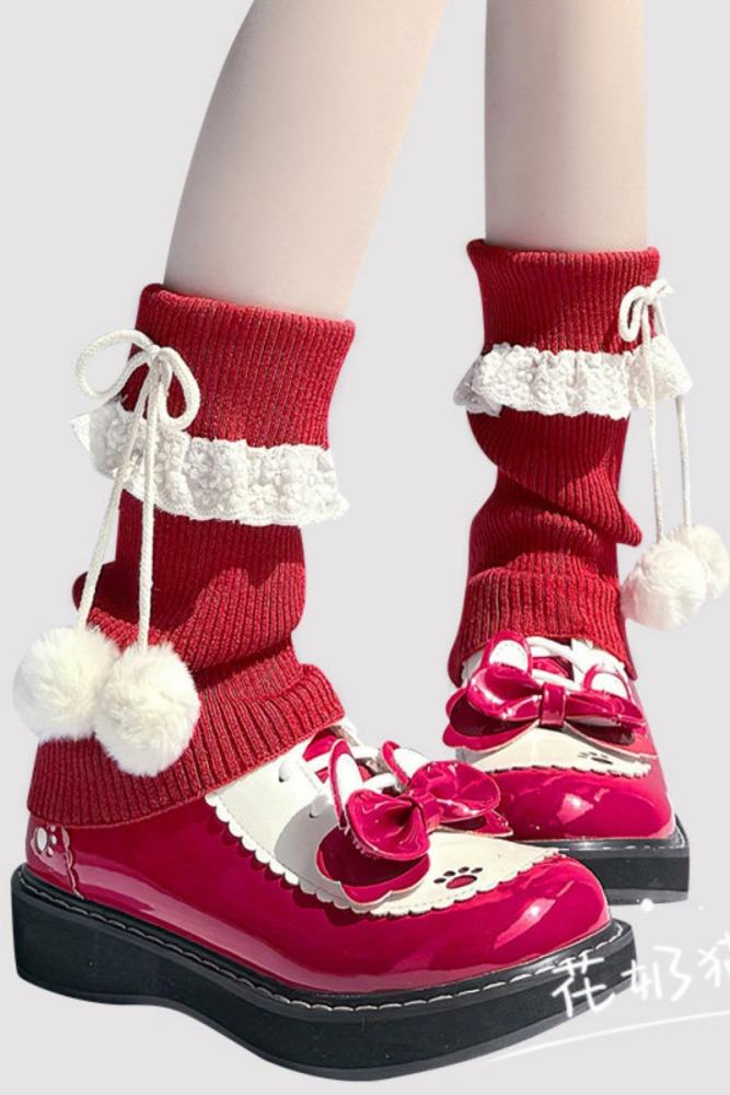 Hua Nai Cat 23cm Knitted Lacework Black Socks Covers