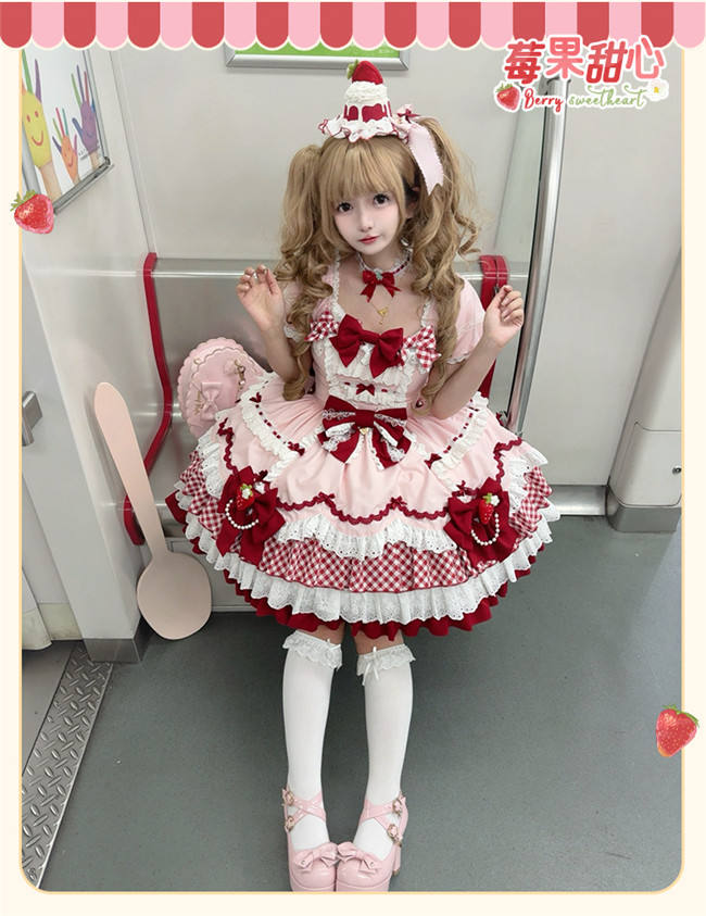 Sakurahime ~Berry Sweetheart~ Strawberry Lolita Dress Hat and Choker