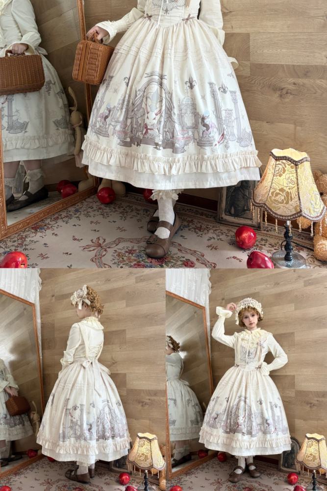 Ruin Berry ～Rabbit Palace～ Lolita Prints OP and Salopette Dress
