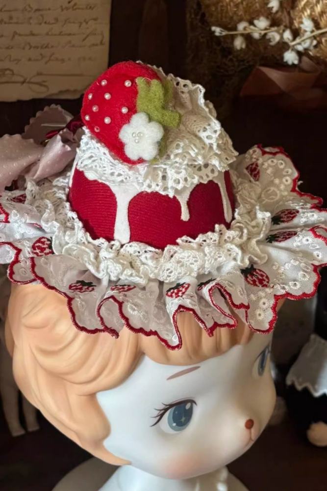Sakurahime ~Berry Sweetheart~ Strawberry Lolita Dress Hat and Choker