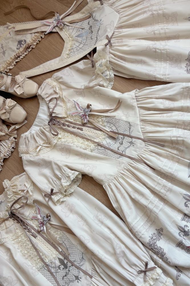 Ruin Berry ～Rabbit Palace～ Lolita Prints OP and Salopette Dress
