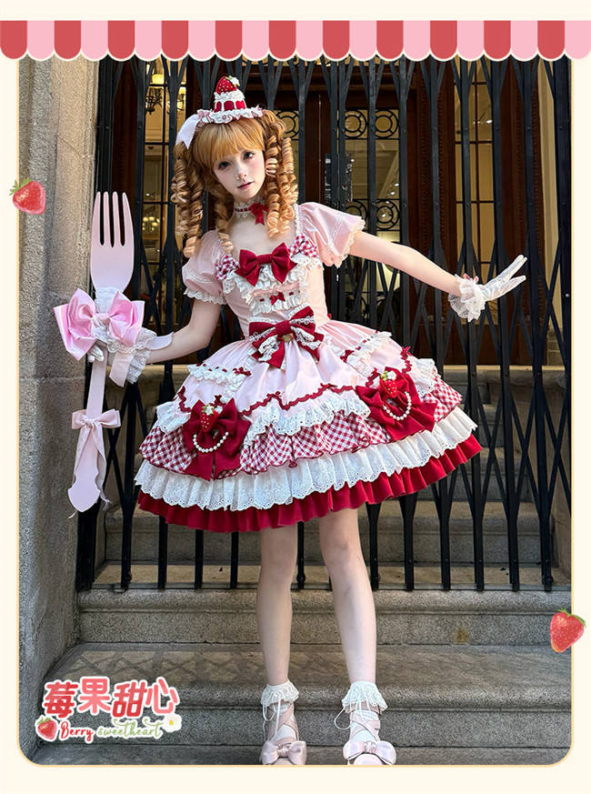 Sakurahime ~Berry Sweetheart~ Strawberry Lolita Dress Hat and Choker