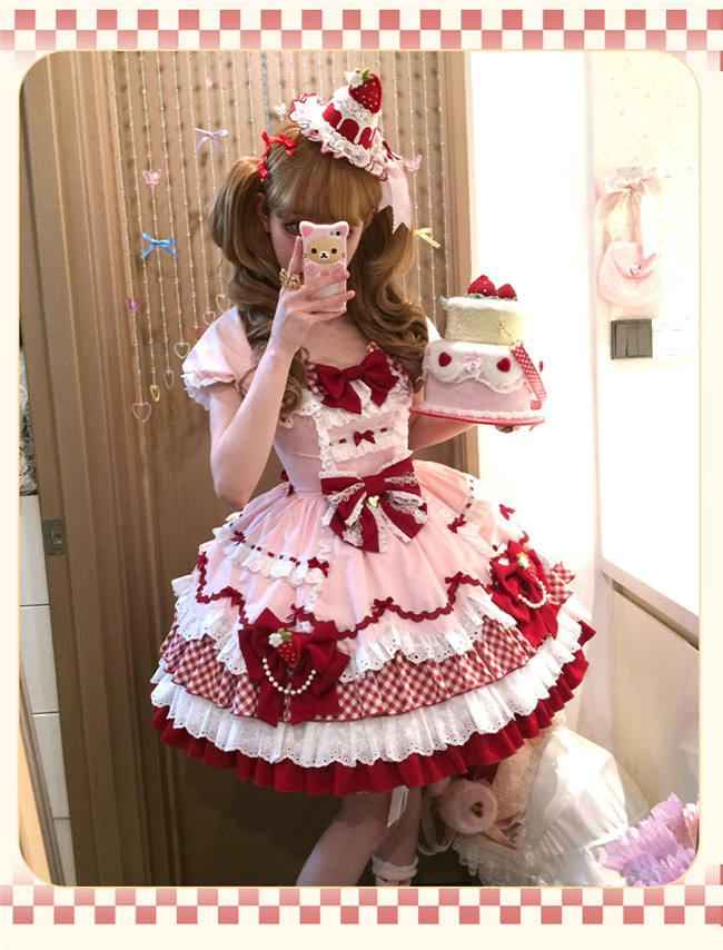 Sakurahime ~Berry Sweetheart~ Strawberry Lolita Dress Hat and Choker
