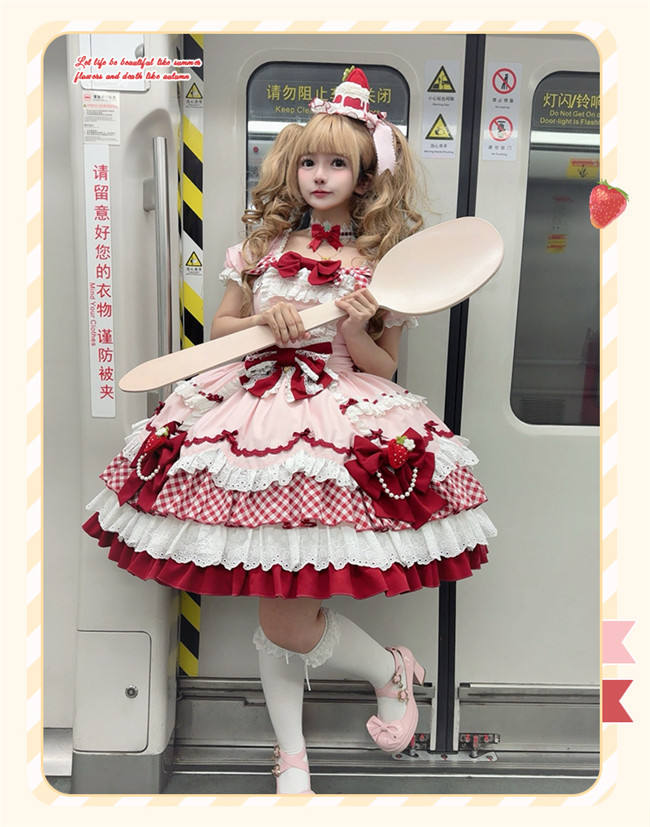 Sakurahime ~Berry Sweetheart~ Strawberry Lolita Dress Hat and Choker