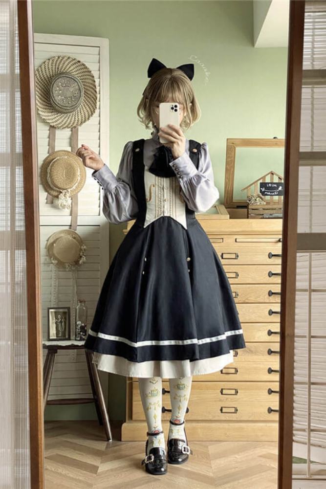Miss Point Golden Movement College Lolita Skirt