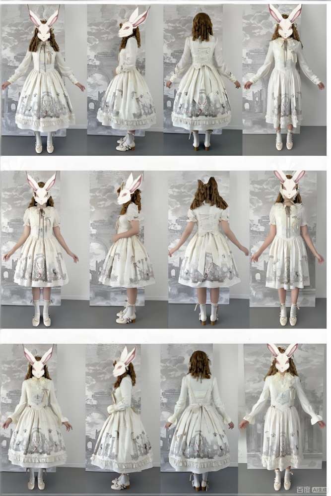 Ruin Berry ～Rabbit Palace～ Lolita Prints OP and Salopette Dress