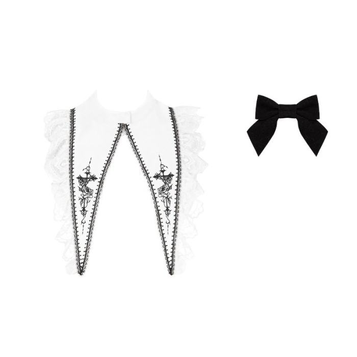 Withpuji ~Morning Bell and Evening Song~ Goth Lolita Drawstring OP Dress Hairband Collar and Belt~