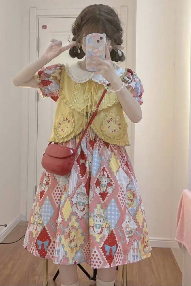 Showa Kaleidoscope Lolita Vest and Cardigan