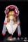 Red White Bonnet with Removable Head Veil