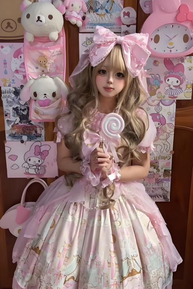 White Bird ～Romantic Castle～ Lolita Headbow Bonnet and Wristcuffs