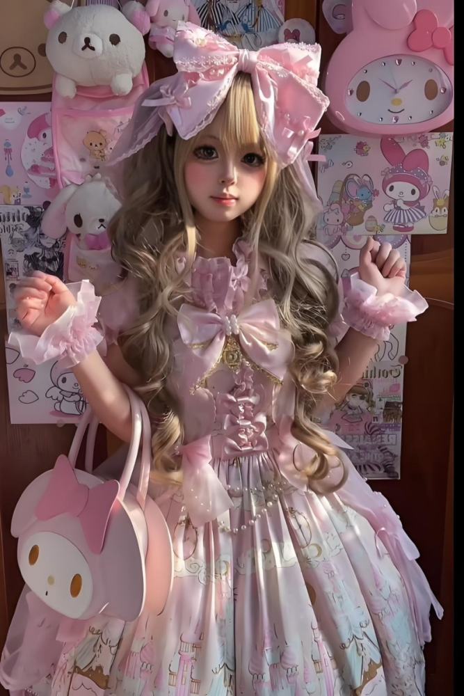 White Bird ～Romantic Castle～ Lolita Headbow Bonnet and Wristcuffs