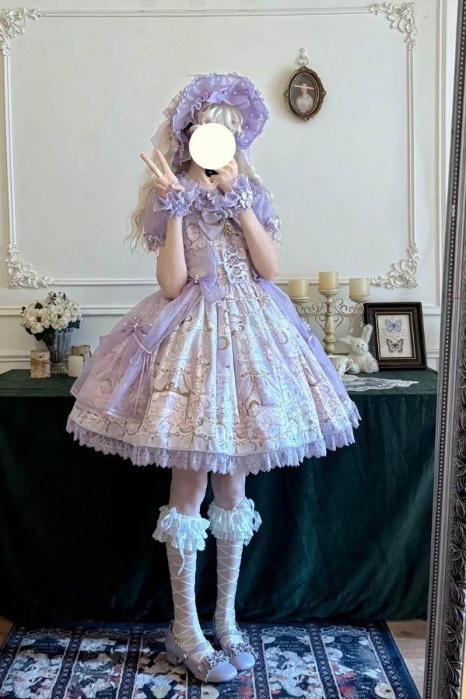 White Bird ～Romantic Castle～ Lolita Headbow Bonnet and Wristcuffs