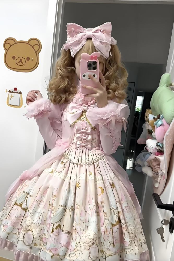 White Bird ～Romantic Castle～ Lolita Headbow Bonnet and Wristcuffs