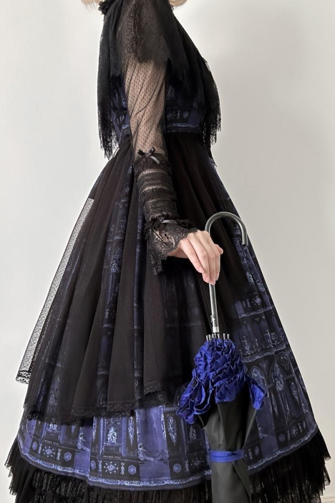 AD ～Reims Cathedral～ Prints Beige Black OP and Dress Sheer Overlay